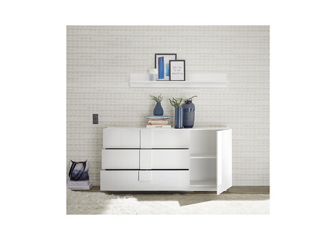 Kummut JUPITER valge kõrgläige, 181x44xH90 cm