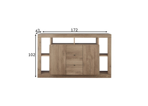 Kummut RIMINI tamm, 172x42xH102 cm