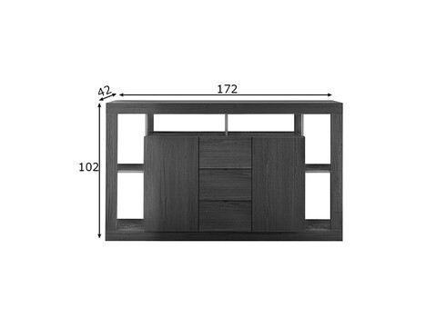 Kummut RIMINI must, 172x42xH102 cm