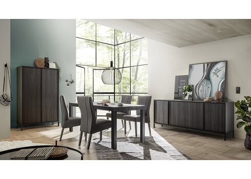 Kummut STEEL must, 156x40xH86 cm