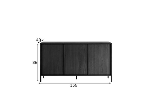 Kummut STEEL must, 156x40xH86 cm