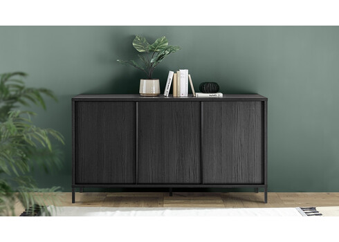 Kummut STEEL must, 156x40xH86 cm