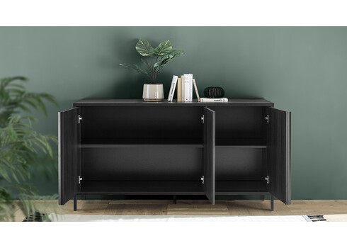 Kummut STEEL must, 156x40xH86 cm