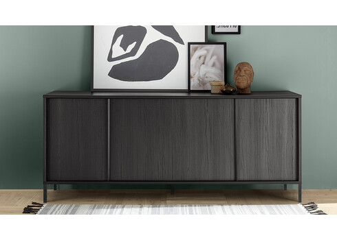 Kummut STEEL must, 206x40xH86 cm