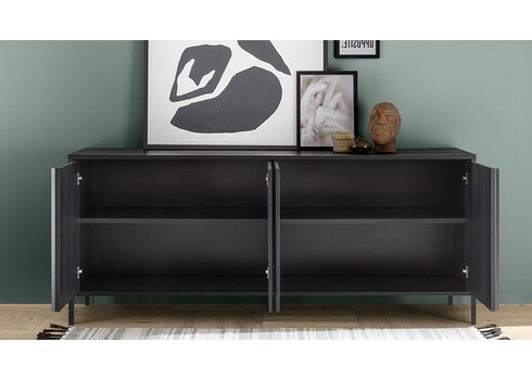 Kummut STEEL must, 206x40xH86 cm