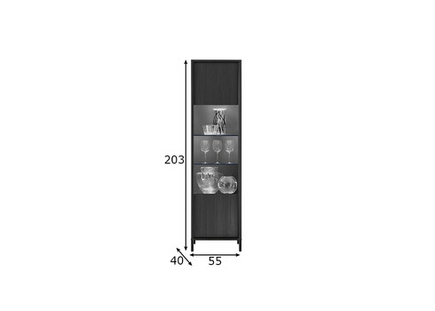 Vitriinkapp STEEL must, 55x40xH203 cm