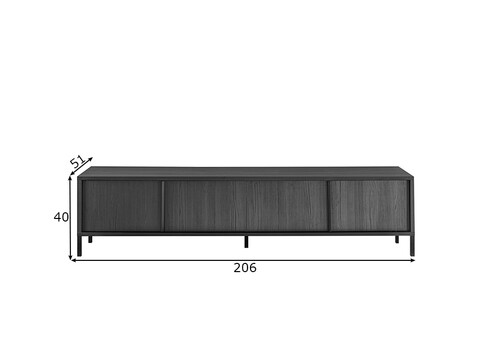 Tv-alus STEEL must, 206x51x40 cm