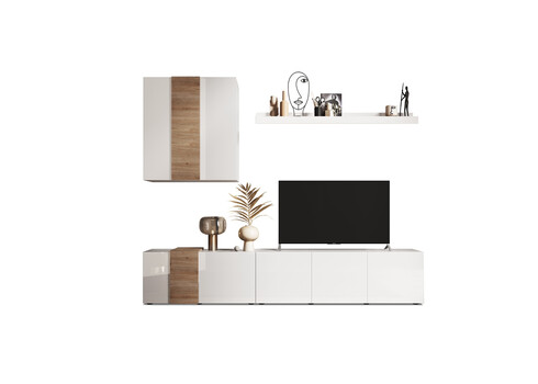 Elutoakomplekt VENUS valge / tamm, 301x44xH195 cm