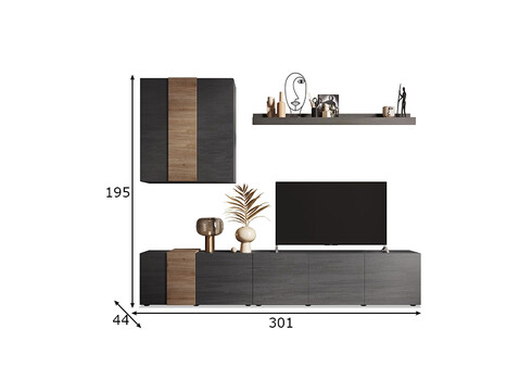 Elutoakomplekt VENUS hall / tamm, 301x44xH195 cm