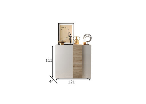 Kapp VENUS valge / tamm, 121x44xH113 cm