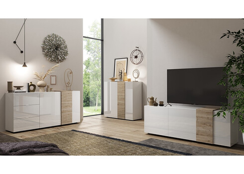 Kummut VENUS valge / tamm, 181x44xH86 cm