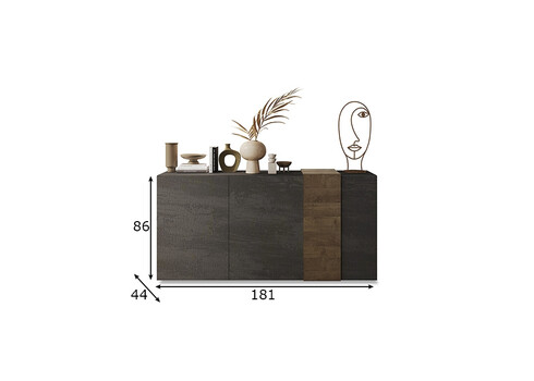 Kummut VENUS hall / tume tamm, 181x44xH86 cm