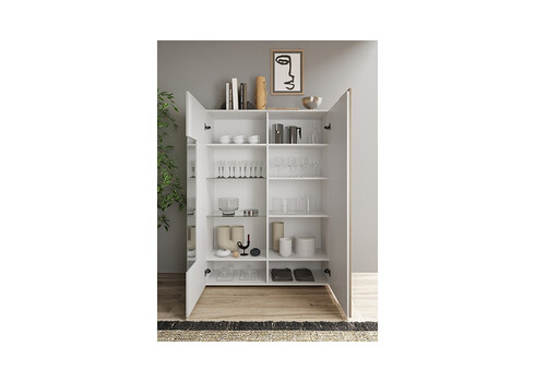 Vitriinkapp VENUS valge / tamm, 121x44xH168 cm