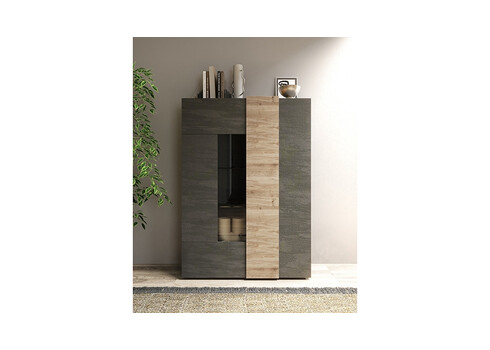 Vitriinkapp VENUS hall / tamm, 121x44xH168 cm