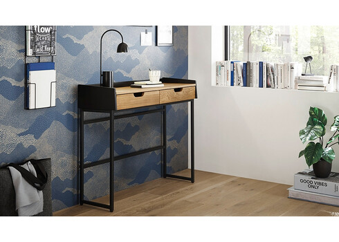 Kirjutuslaud CALAMA tamm / must, 100x35xH84 cm