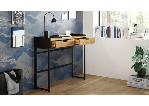 Kirjutuslaud CALAMA tamm / must, 100x35xH84 cm