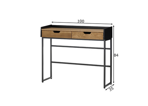 Kirjutuslaud CALAMA tamm / must, 100x35xH84 cm