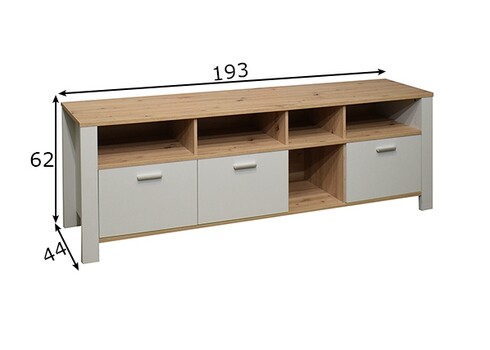 Kummut NELE kriidihall / tamm, 193x44xH62 cm