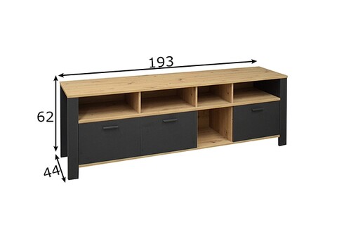 Kummut NELE antratsiit / tamm, 193x44xH62 cm