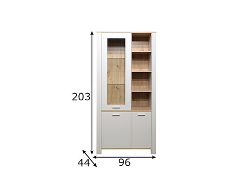 Vitriinkapp NELE kriidihall / tamm, 96x44xH203 cm