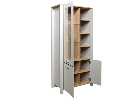 Vitriinkapp NELE kriidihall / tamm, 96x44xH203 cm