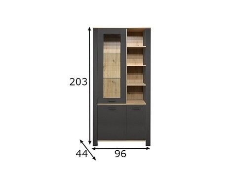 Vitriinkapp NELE antratsiit / tamm, 96x44xH203 cm