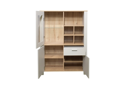 Vitriinkapp NELE kriidihall / tamm, 111x44xH152 cm