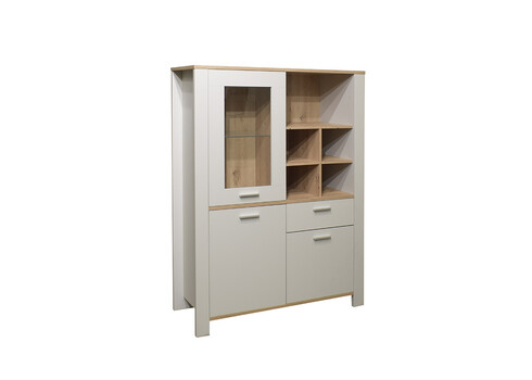 Vitriinkapp NELE kriidihall / tamm, 111x44xH152 cm