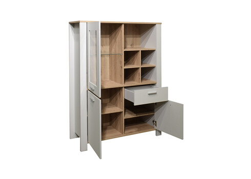 Vitriinkapp NELE kriidihall / tamm, 111x44xH152 cm