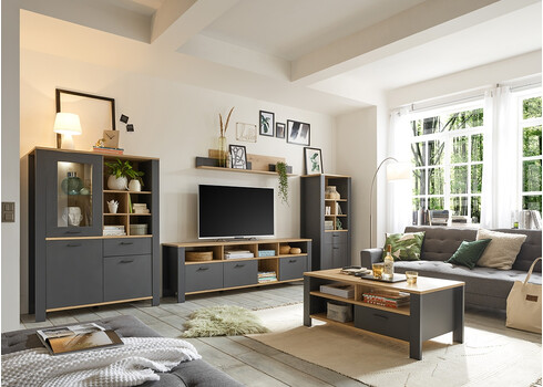 Vitriinkapp NELE antratsiit / tamm, 111x44xH152 cm