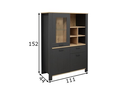 Vitriinkapp NELE antratsiit / tamm, 111x44xH152 cm