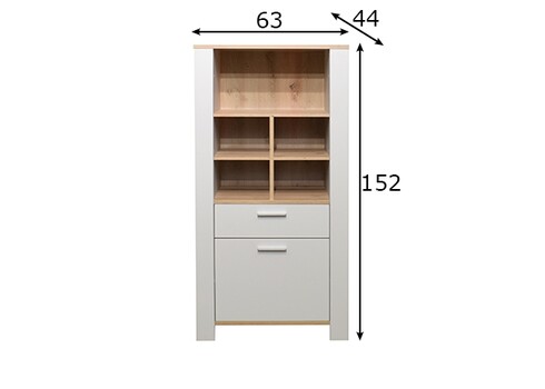 Kapp-riiul NELE kriidihall / tamm, 63x44xH152 cm