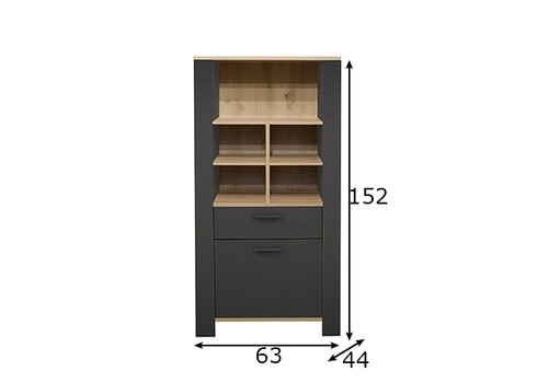 Kapp-riiul NELE antratsiit / tamm, 63x44xH152 cm