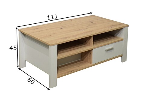 Diivanilaud NELE kriidihall / tamm, 111x65xH45 cm