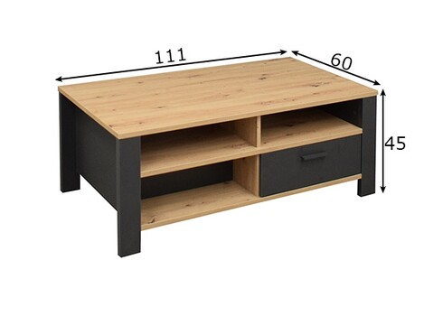 Diivanilaud NELE antratsiit / tamm, 111x65xH45 cm