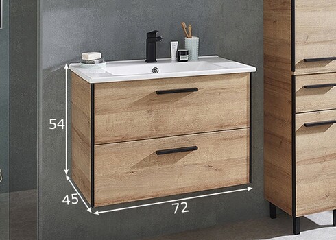Valamukapp + keraamiline valamu 395 tamm / must, 72x45xH54 cm