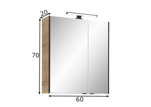 Peegelkapp 03-I tamm, 60x20xH70 cm, LED
