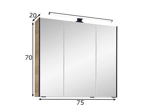 Peegelkapp 03-II tamm, 75x20xH70 cm, LED