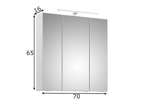 Peegelkapp 857 valge, 65x16xH70 cm, LED