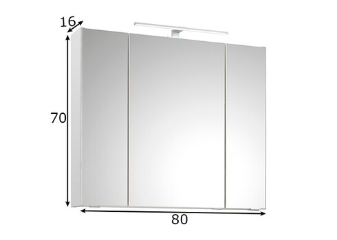 Peegelkapp 857 valge, 80x16xH70 cm, LED