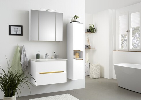 Vannitoakapp 857 valge / tamm, 30x33xH141 cm