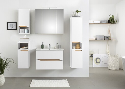 Vannitoakapp 857 valge / tamm, 30x33xH141 cm