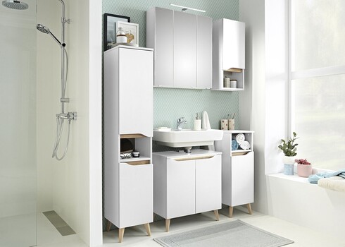 Vannitoakapp 857 valge / tamm, 30x33xH141 cm