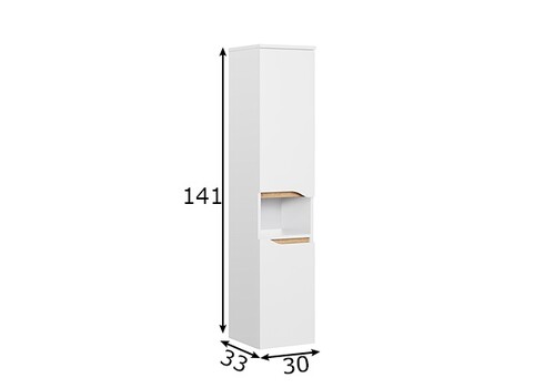 Vannitoakapp 857 valge / tamm, 30x33xH141 cm