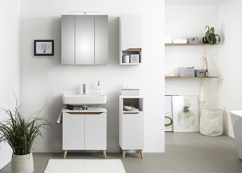 Seinakapp 857 valge / tamm, 30x20xH70 cm
