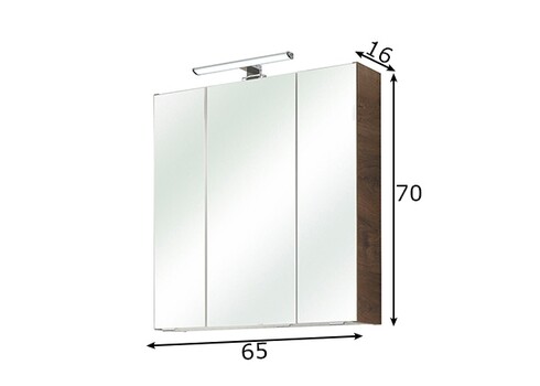 Peegelkapp 943 tume tamm, 65x16xH70 cm, LED