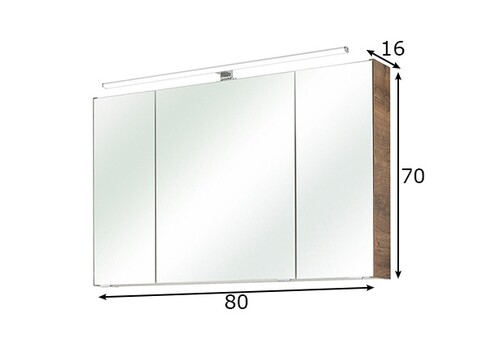 Peegelkapp 943 tume tamm, 80x16xH70 cm, LED