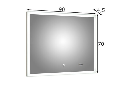Peegel kellaga 22, 90x70xH4,5 cm, LED