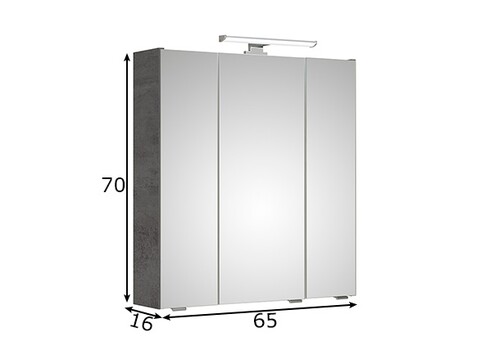 Peegelkapp 945 tumehall, 65x16xH70 cm, LED