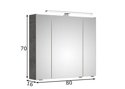 Peegelkapp 945 tumehall, 80x16xH70 cm, LED